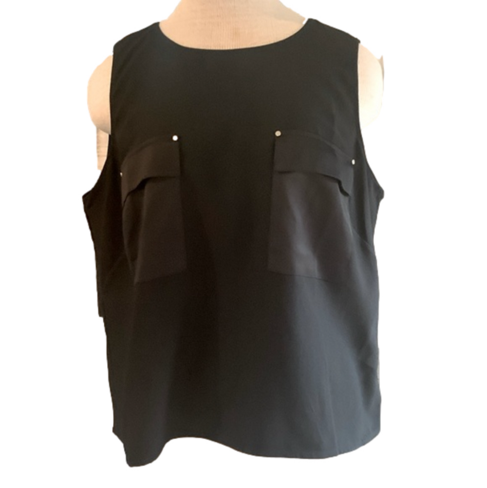 WHBM sz XL black sleeveless top